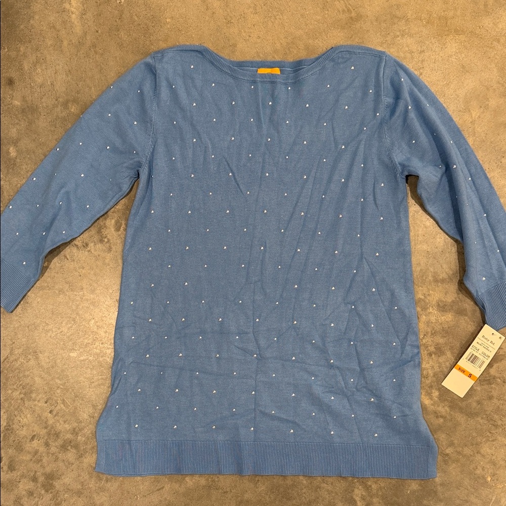 Ruby Rd. Blue Women's Sweater with rhinestones - Brand new- S